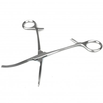 Затискач по COOLEY атравматичний, кровоспинний, зігнутий . Довжина 16,0 см